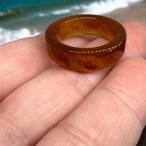 New lucite ring warm brown palette minimalist neutral casual 60's style unisex